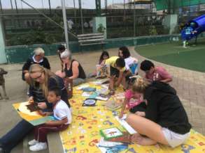Reading stories in the park