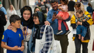 The family on their way home.