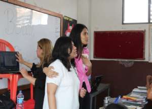 Rikkysha, Astha and Anshuya facilitating a session