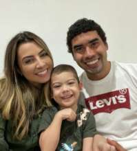 Miguel with his family during treatment