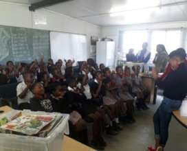 Author Refiloe Moahloli reading  at Diepsloot PS