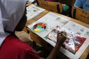 Painting was a new experience for the girls.