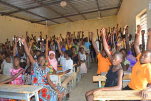 Girls at Lycee Communal Receiving MHM Training