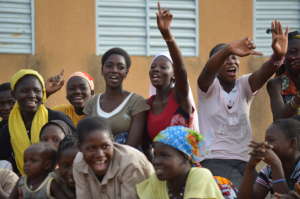 Teenage girls enjoying the show.