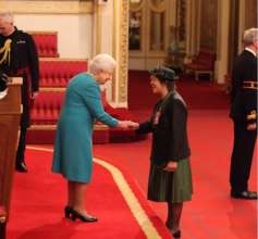 Melanie Blake receives her MBE from HM The Queen