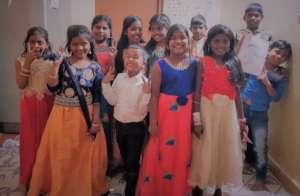 Children dressed for Pongal festival
