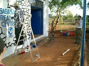 Painting the exterior of the library