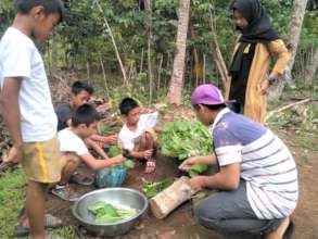 Teaching students how to harvest plants