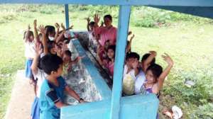 happy hand washers in rural school