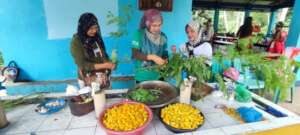 Moms making school lunch for children