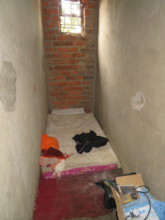 The sleeping area for Derick at the clinic