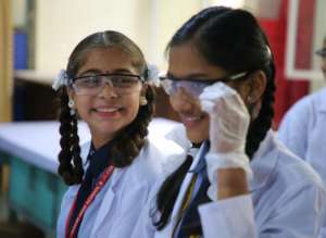 Girls are lab ready in Cuddalore, India!