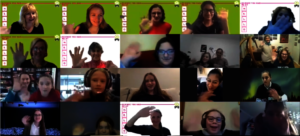 80+ girls wave after our Australian broadcast