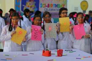Future inventors and innovators pose in Mumbai