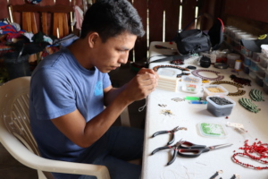 Making Awajun handicrafts