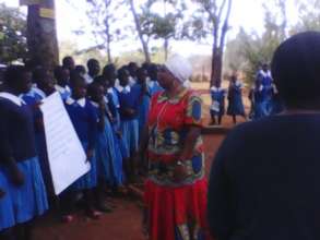 Teacher, Judy Opieba and Mwiyenga Primary Students
