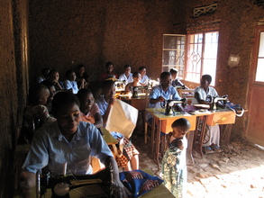 Women learning to sew