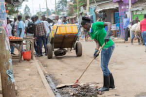 Clean up team doing their work in Kibera slum.