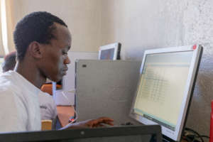 Youth are trained on computer skills.