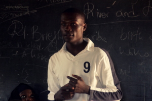 Boaz, a volunteer encouraging  the students