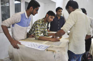 The Ajrakh team experiments with basic design
