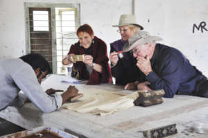 Tour members document Ajrakh process