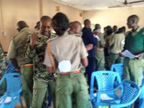 A team exercise during the training