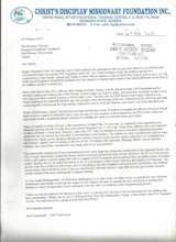 Appreciation Letter from our Implementing Partners