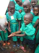 Showing younger children how to hand wash
