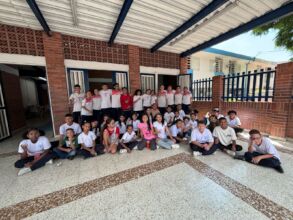 6th graders welcome seniors from a partner school