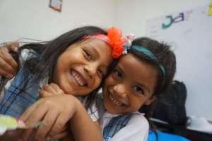 Kindergarten students Sara and Camila