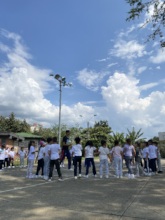 Physical education class with our new teacher