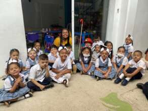 Kindergarten class in Spanish language day