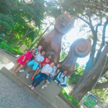 Teens group touristing their city of Cali