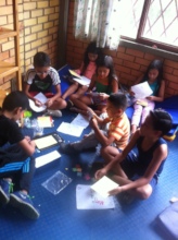 Afterschool class during art project