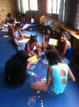 Afterschool class during art project