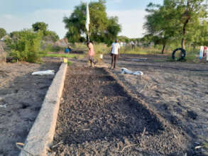 Preparing the community garden.