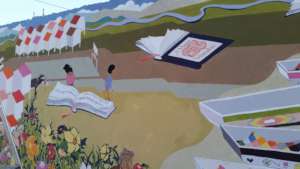 Art mural painted with the kids