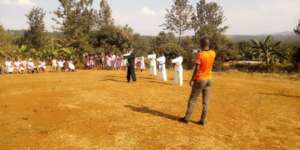 Pupils receiving instruction in Karate