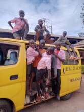 Everyone gets involved in cleaning the bus