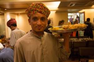 Serving food in restaurant