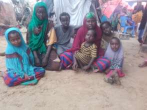 Uba and her children at the IDP camp.