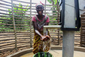 Woman at new well