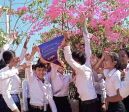 Students at Siem Reap's best school celebrate
