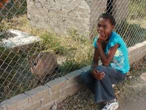 Silvia looking at a caracal