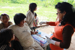 A  family participating in the parasite testing.