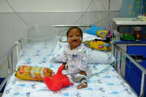Sabrina recovering in the hospital