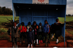 Lewa children waiting for the school bus