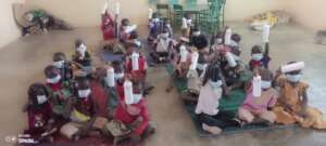 Children with their water bottles