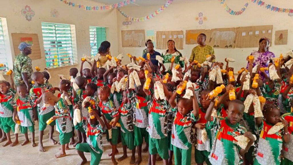 Children received a small gift
